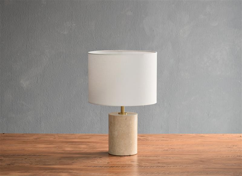 TRAVERTINE TABLE LAMP W / SHADE - Al Rugaib Furniture