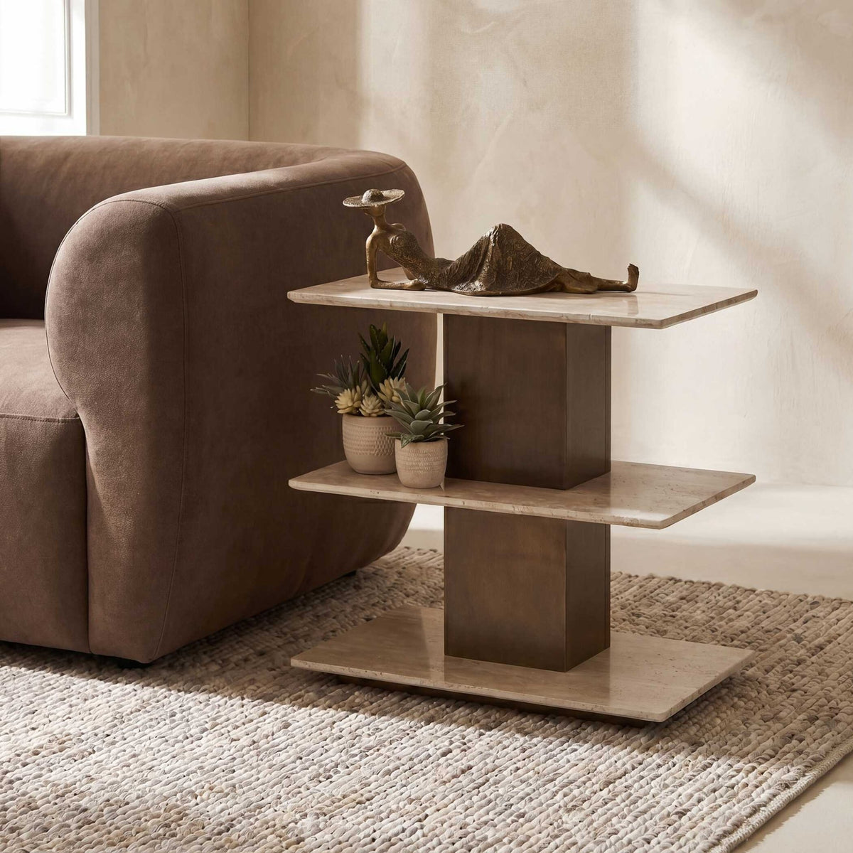 Travertini 3 Tiered Accent Table Accent & End Tables| Uttermost