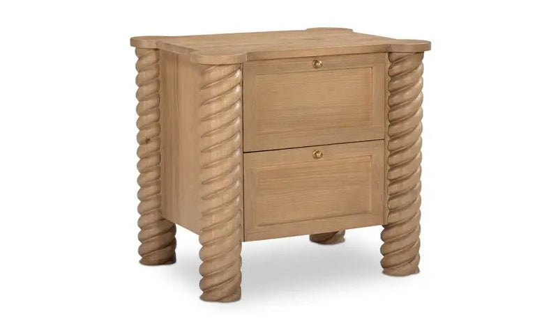 Treccia 2 Drawer Nightstand Oak - Al Rugaib Furniture