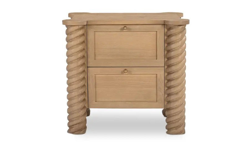 Treccia 2 Drawer Nightstand Oak - Al Rugaib Furniture