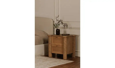 Treccia 2 Drawer Nightstand Oak - Al Rugaib Furniture