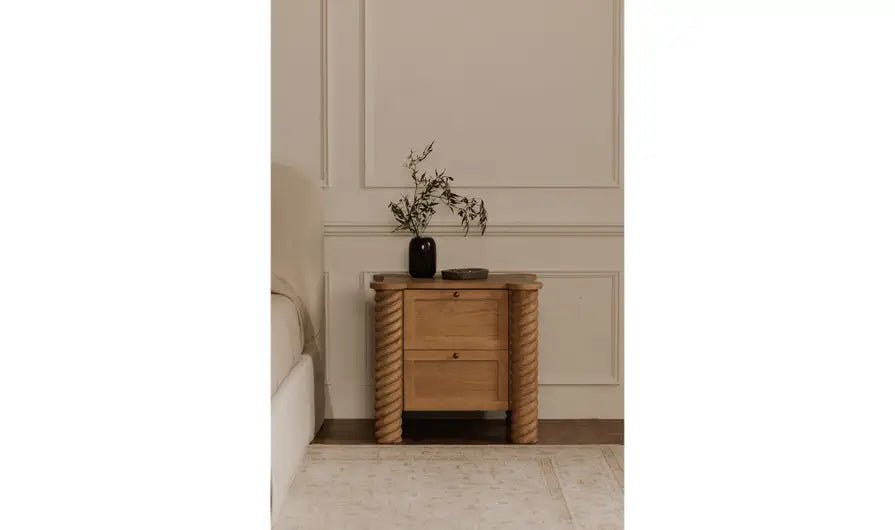 Treccia 2 Drawer Nightstand Oak Nightstands| Moe's Home