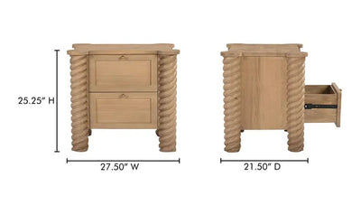 Treccia 2 Drawer Nightstand Oak - Al Rugaib Furniture