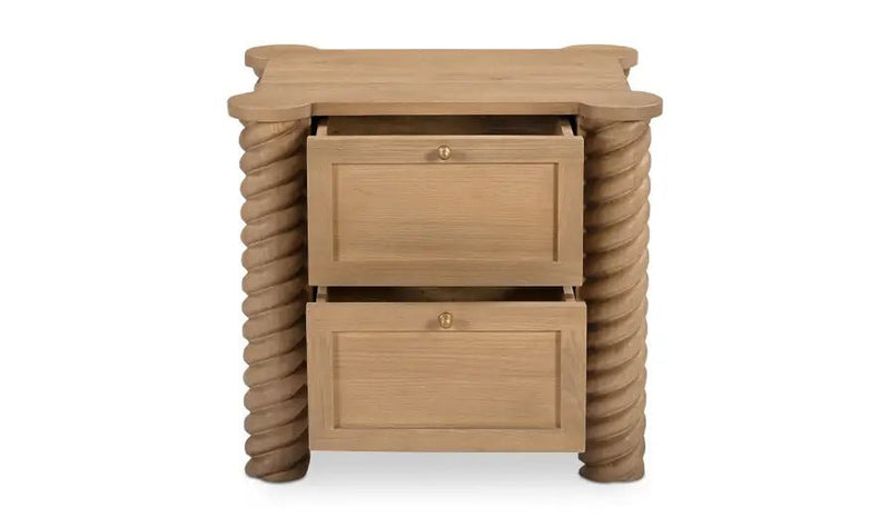 Treccia 2 Drawer Nightstand Oak - Al Rugaib Furniture