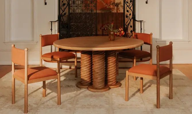 Treccia Round Dining Table Oak - Al Rugaib Furniture