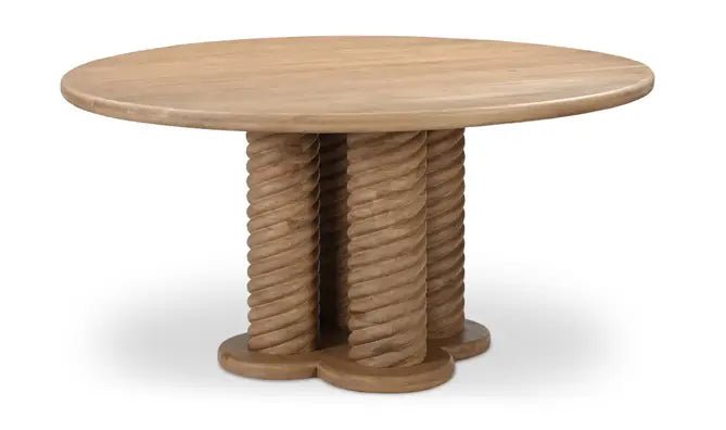 Treccia Round Dining Table Oak - Al Rugaib Furniture