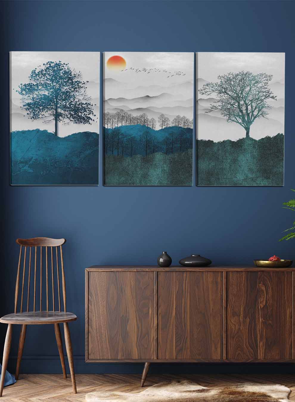 Trees Clouds Moon Paintings(set of 3) Paintings & Pictures| LOWHA