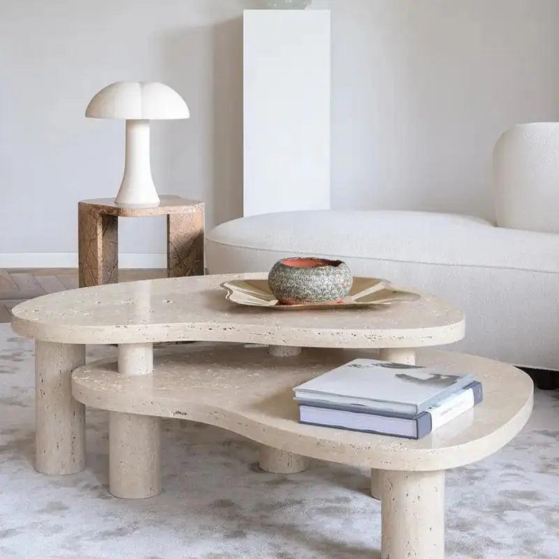 Treventino Marble Center Table - 120x70x40 cm - Off-White By Alhome - 110110154 Coffee Tables| Alhome