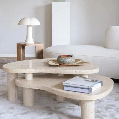 Treventino Marble Center Table - 120x70x40 cm - Off - White By Alhome - 110110154 - Al Rugaib Furniture