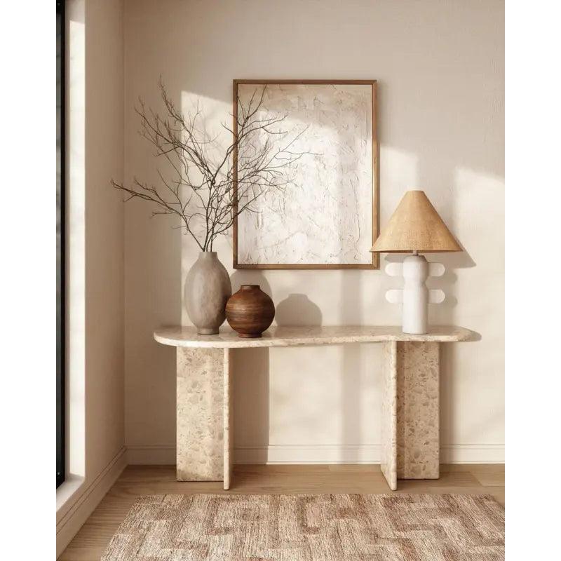 Treventino Sophisticated Marble Console Table - 125x40x90 cm - Off-White By Alhome - 110110150 Accent & End Tables| Alhome