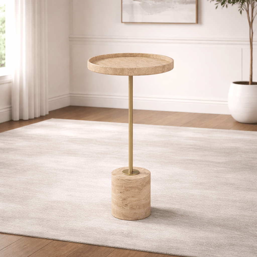 TREVERTINE AND MS GOLD EPL Accent & End Tables| Sagebrook Home