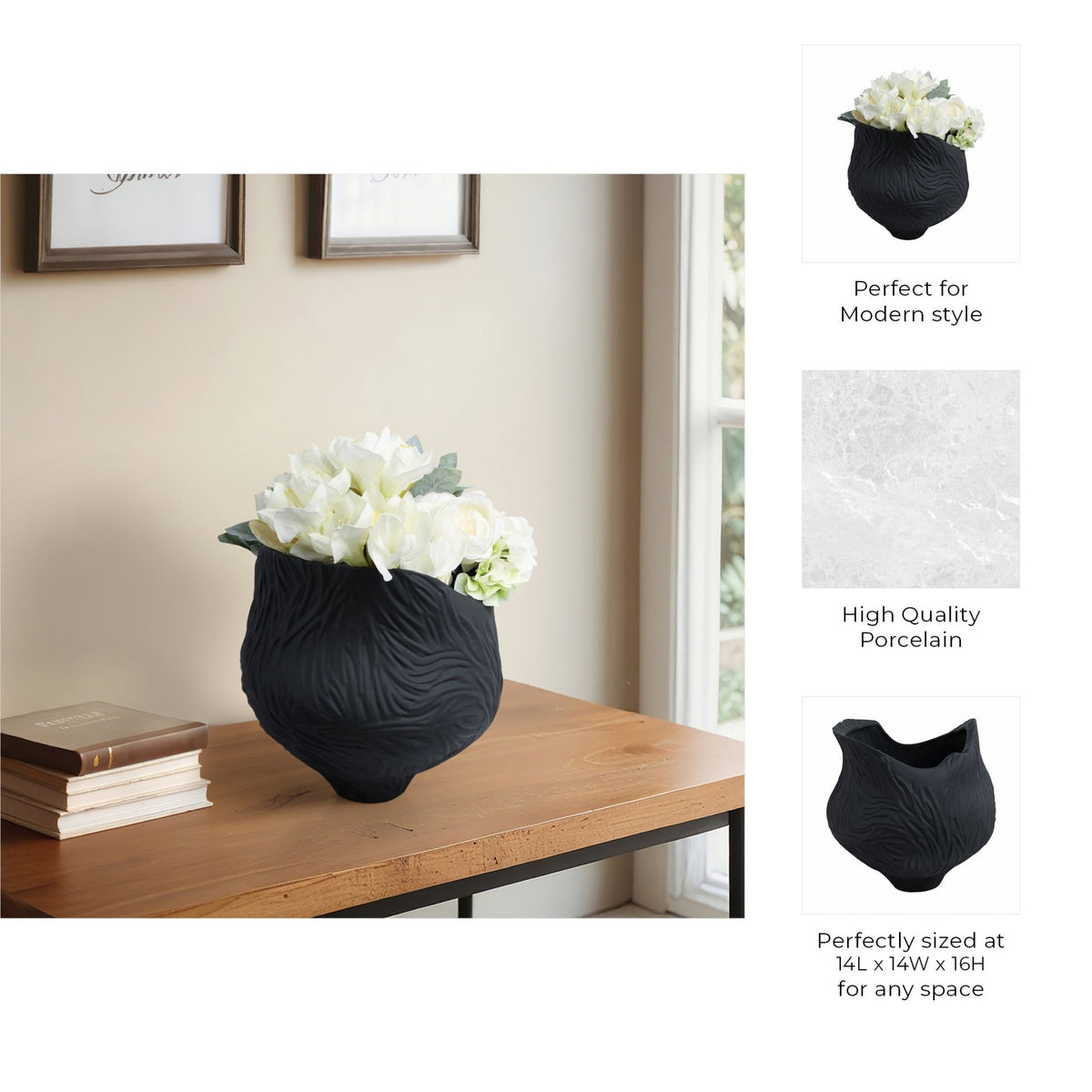 trevino 3d Printed Porcelain Vase,blk Vases and Jars| Sagebrook Home
