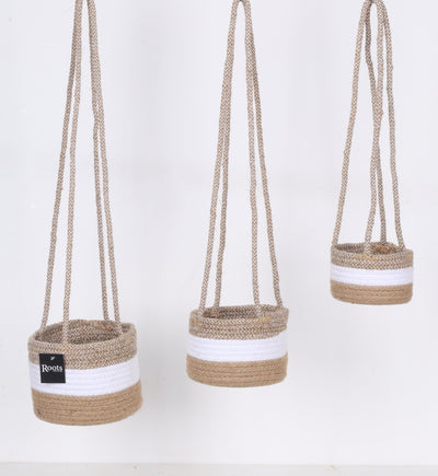TRI CLR - CTN/JUTE HANGING PLANTER - S/3 - Al Rugaib Furniture