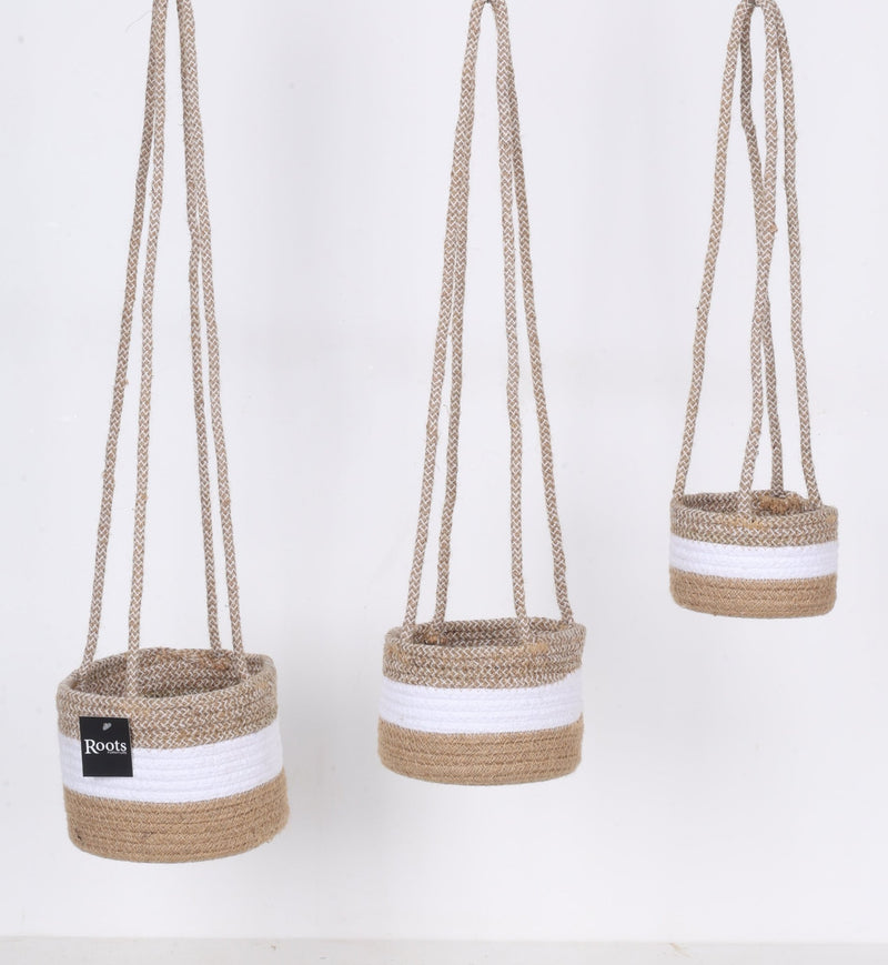 TRI CLR - CTN/JUTE HANGING PLANTER - S/3 - Al Rugaib Furniture