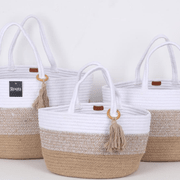 TRI COLOR COTTON BASKET W/HNDL - S/3 Baskets| Roots Furniture