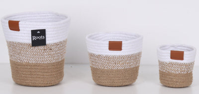 TRI COLOR - COTTON/JUTE TAPER PLANTERS S/3 - Al Rugaib Furniture