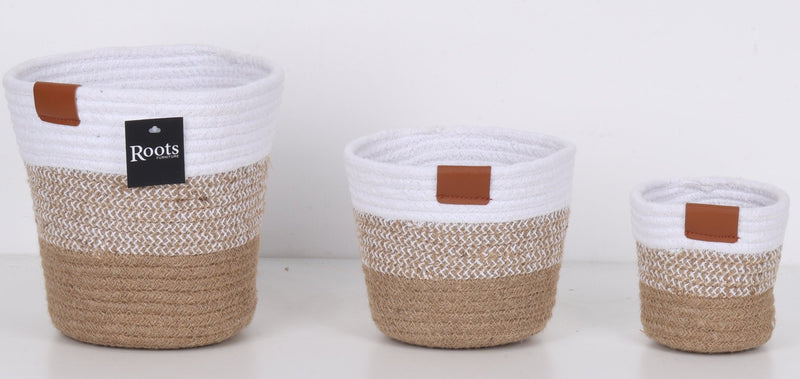 TRI COLOR - COTTON/JUTE TAPER PLANTERS S/3 - Al Rugaib Furniture