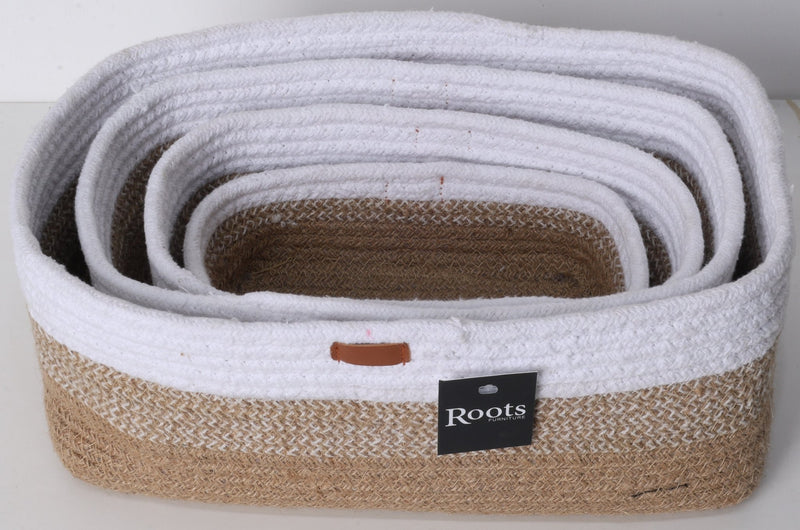 TRI PATTERN RECTANGULAR BASKET - S/4 - Al Rugaib Furniture