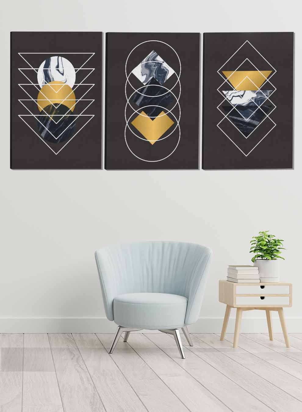 Triangles Circles Rhombuses Abstract Paintings(set of 3) Paintings & Pictures| LOWHA