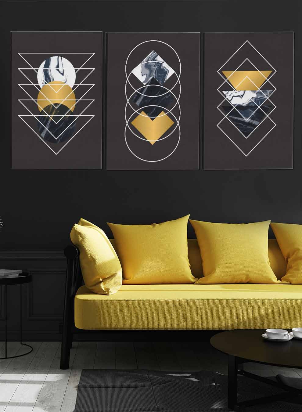 Triangles Circles Rhombuses Abstract Paintings(set of 3) Paintings & Pictures| LOWHA
