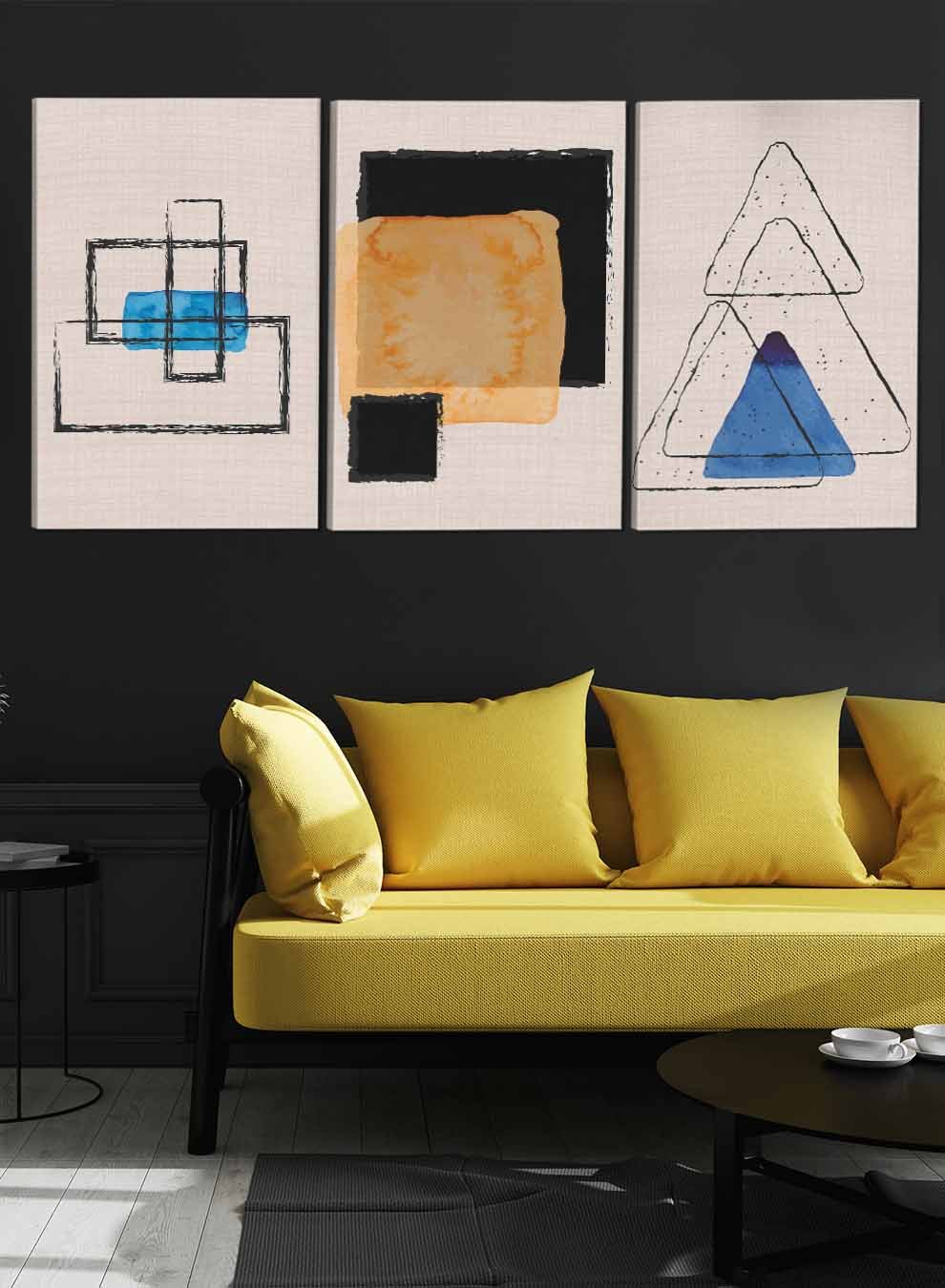 Triangles Squares Rectangles Abstract Paintings(set of 3) Paintings & Pictures| LOWHA