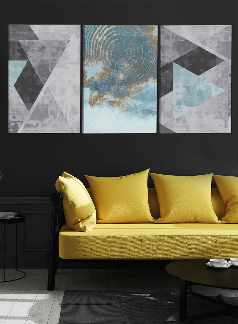 Triptych Vector Abstract Paintings(set of 3) Paintings & Pictures| LOWHA