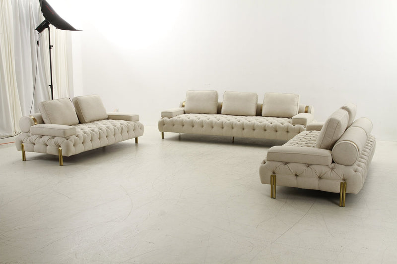 Tufting Beige 2 Seater Loveseat - Al Rugaib Furniture