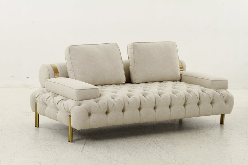 Tufting Beige 2 Seater Loveseat - Al Rugaib Furniture