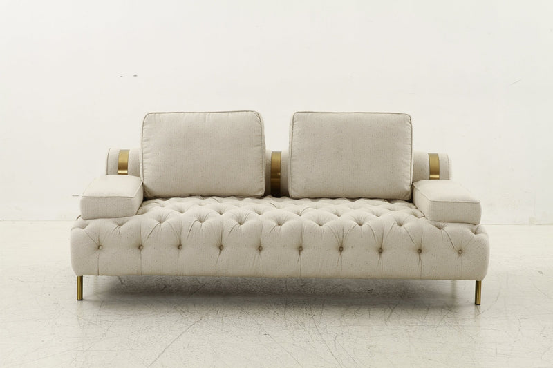 Tufting Beige 2 Seater Loveseat - Al Rugaib Furniture