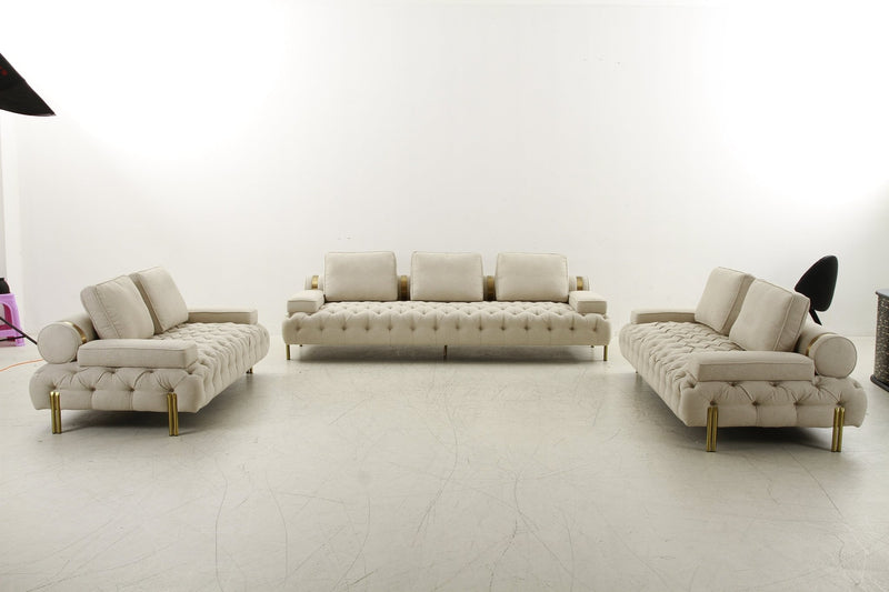 Tufting Beige 2 Seater Loveseat - Al Rugaib Furniture