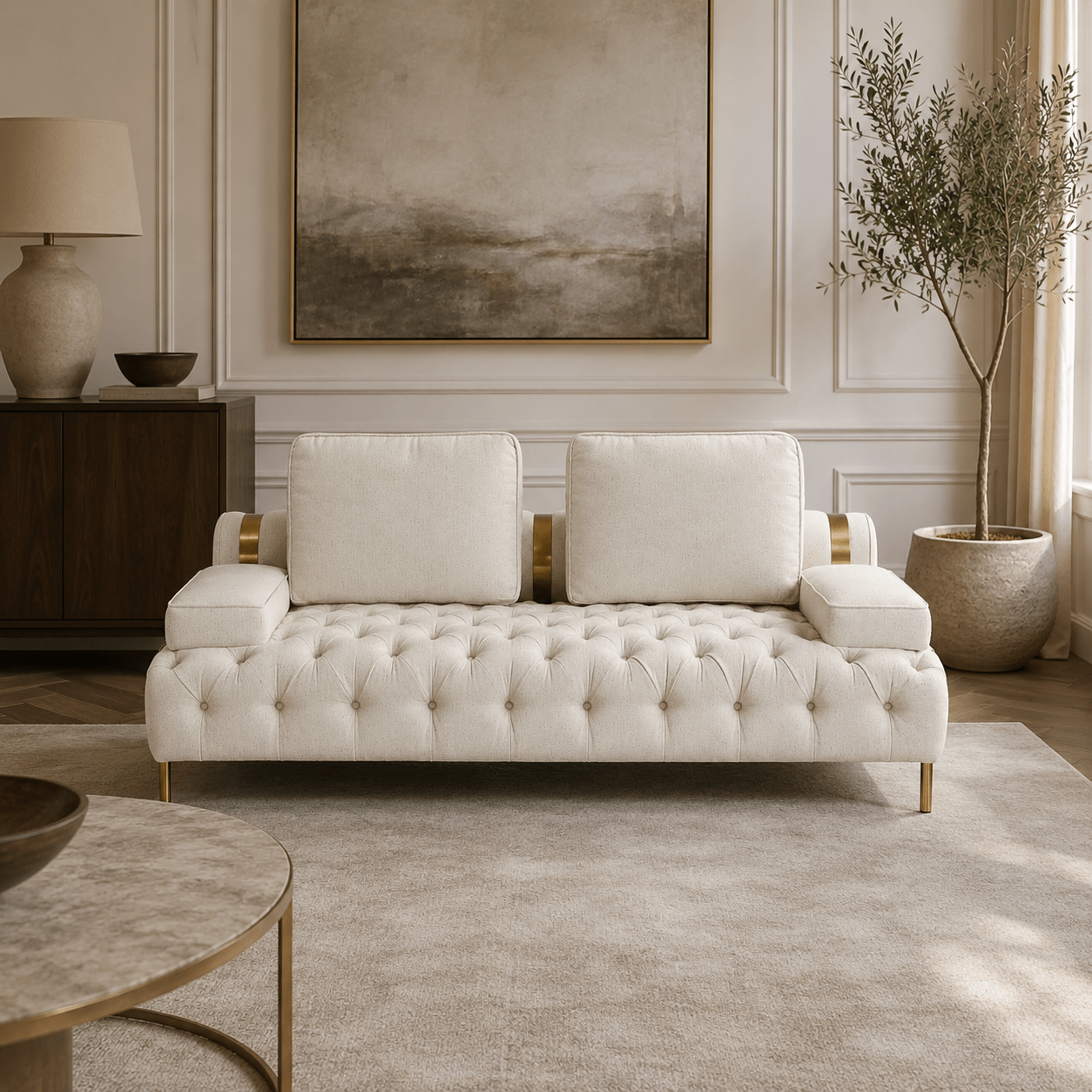 Tufting Beige 2 Seater Loveseat Sofas & Loveseats| Roots Furniture