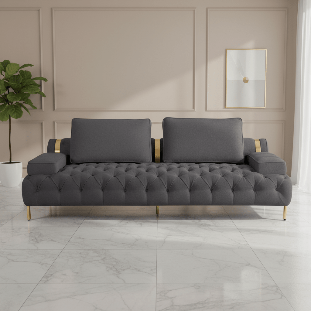 Tufting Dark Grey 3 Seater Sofa Sofas & Loveseats| Roots Furniture