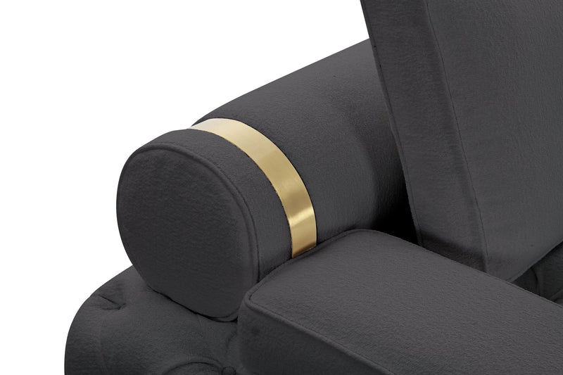 Tufting Dark Grey 3 Seater Sofa - Al Rugaib Furniture