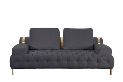 Tufting Dark Grey Loveseat - Al Rugaib Furniture
