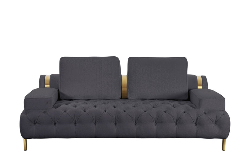 Tufting Dark Grey Loveseat - Al Rugaib Furniture