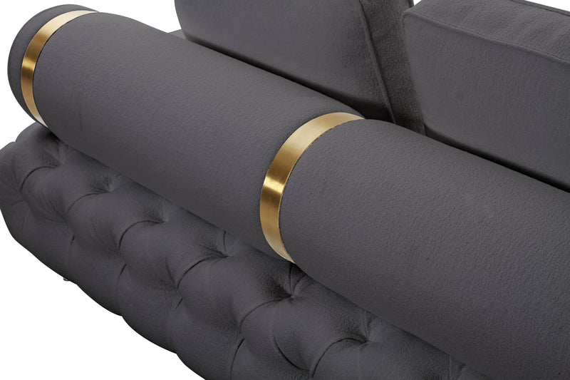 Tufting Dark Grey Loveseat - Al Rugaib Furniture