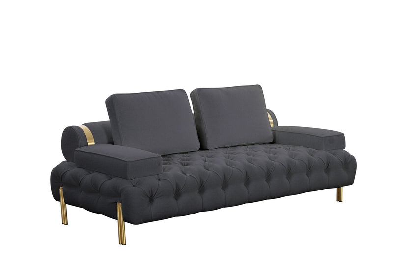Tufting Dark Grey Loveseat - Al Rugaib Furniture