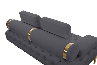 Tufting Dark Grey Loveseat - Al Rugaib Furniture