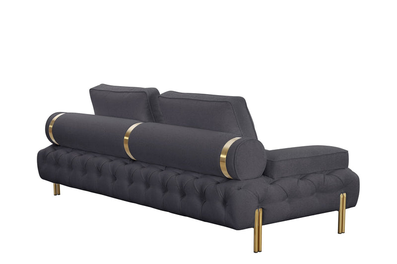 Tufting Dark Grey Loveseat - Al Rugaib Furniture