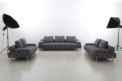 Tufting Dark Grey Loveseat - Al Rugaib Furniture