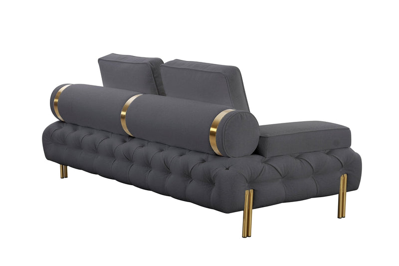 Tufting Dark Grey Loveseat - Al Rugaib Furniture