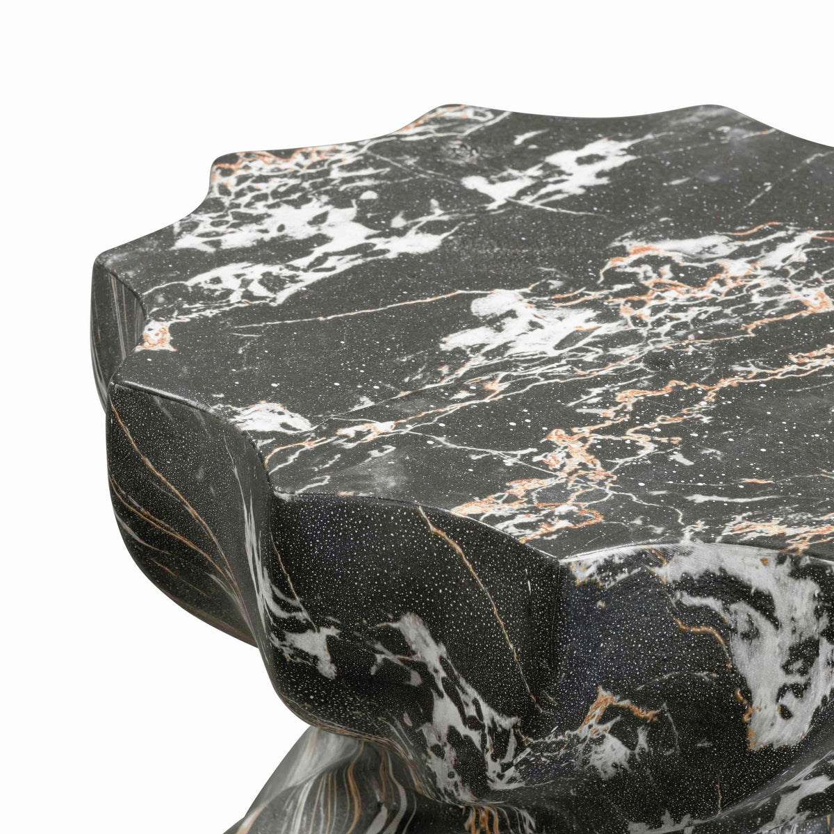 Turin Black Faux Marble Indoor / Outdoor Concrete Stool Consoles & Sideboards| TOV