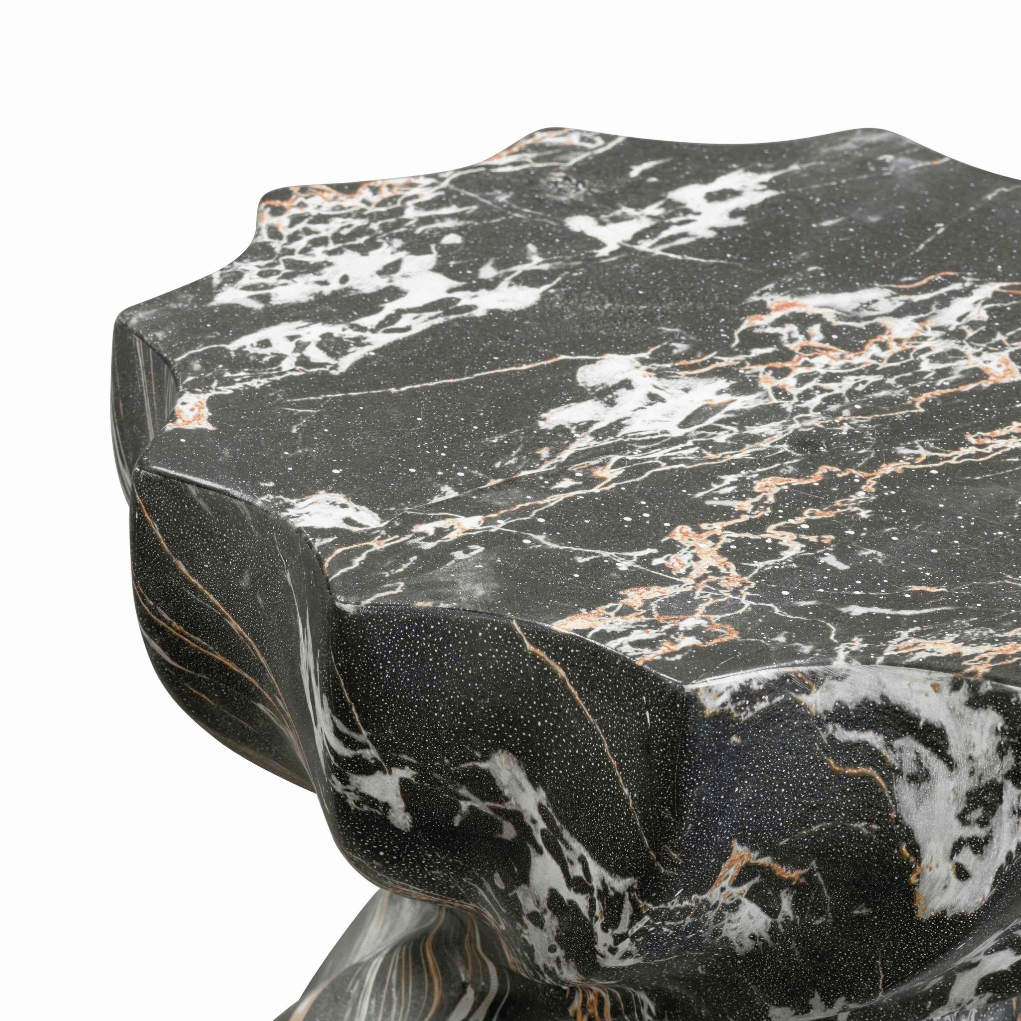Turin Black Faux Marble Indoor / Outdoor Concrete Stool Consoles & Sideboards| TOV