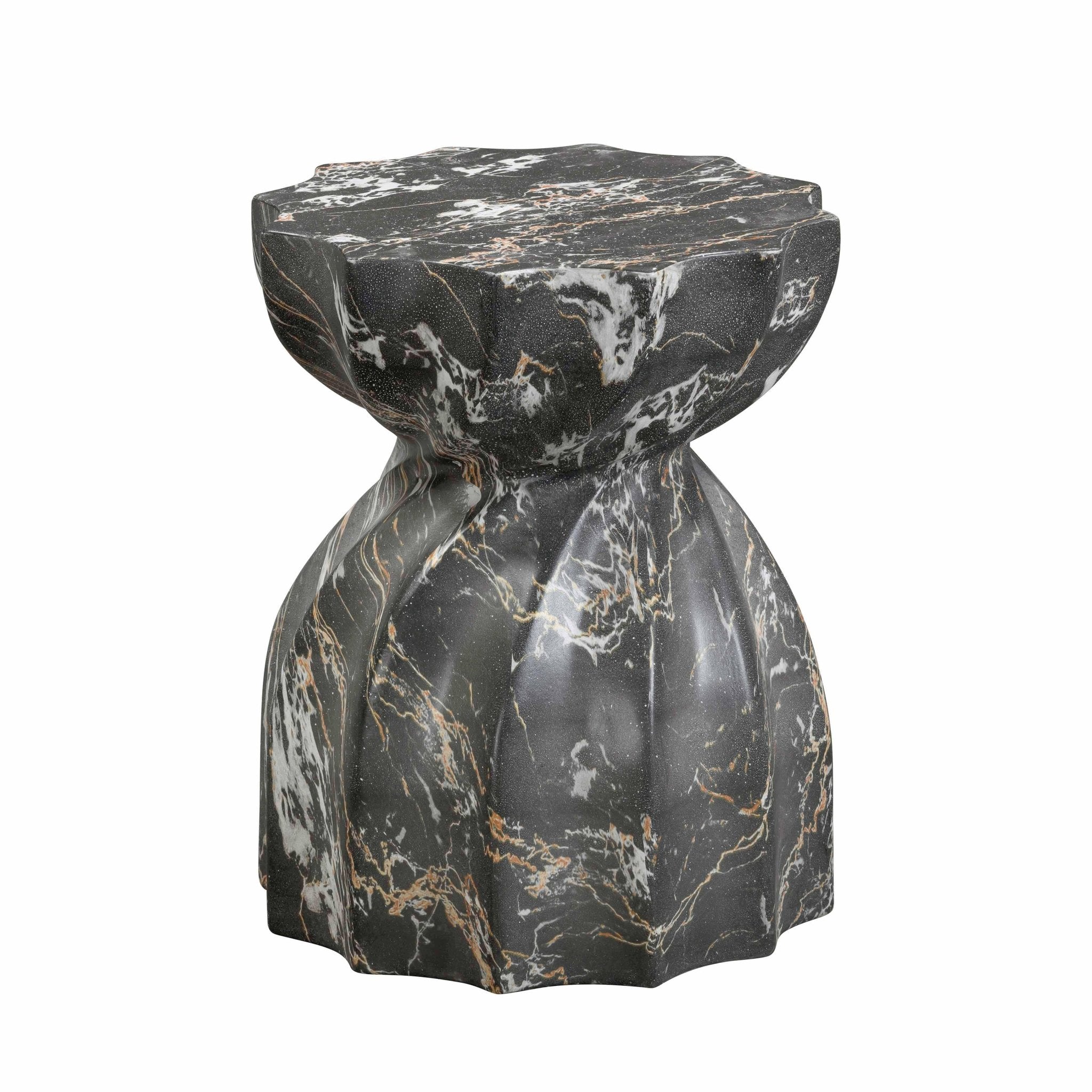 Turin Black Faux Marble Indoor / Outdoor Concrete Stool Consoles & Sideboards| TOV