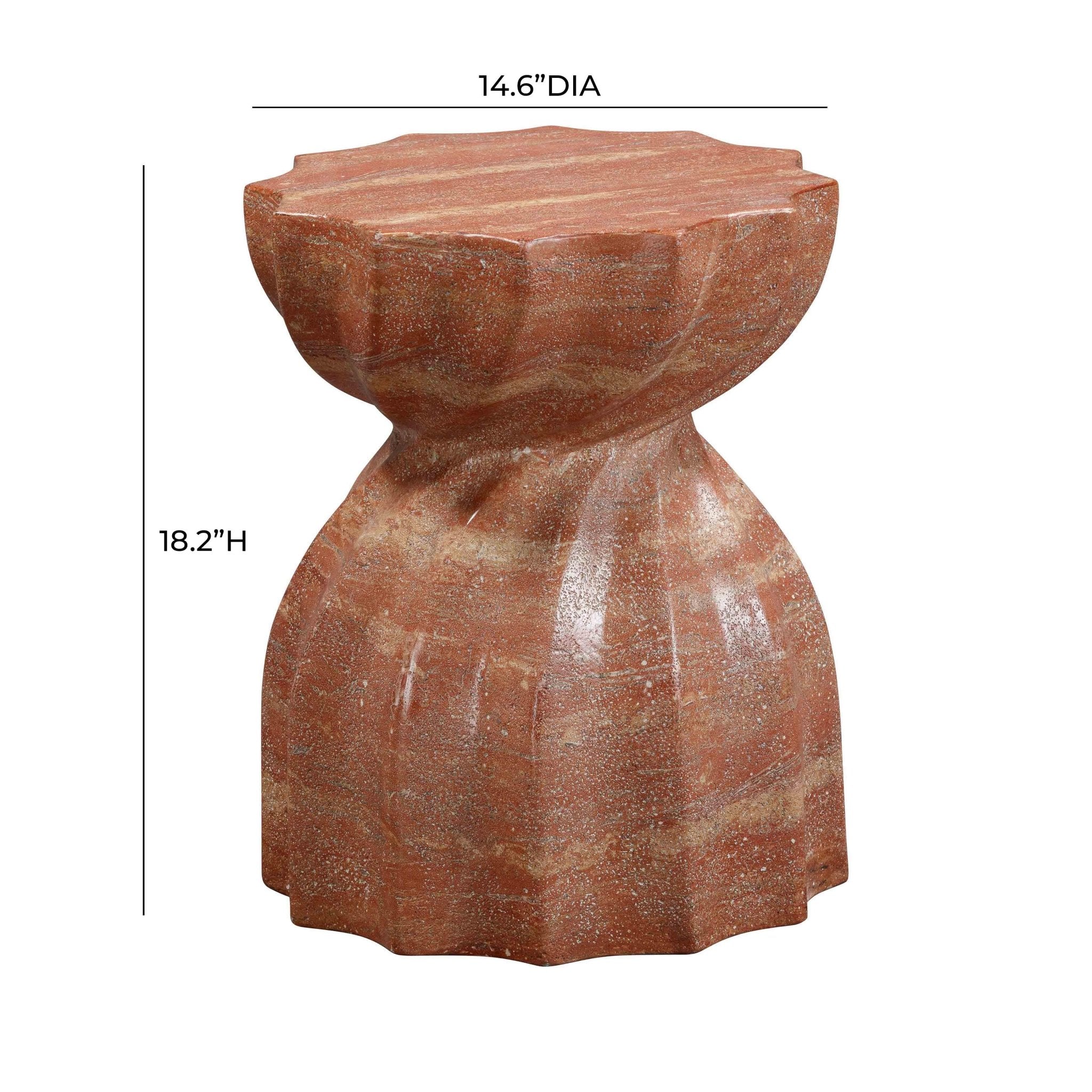 Turin Faux Red Sandstone Indoor / Outdoor Concrete Stool Consoles & Sideboards| TOV