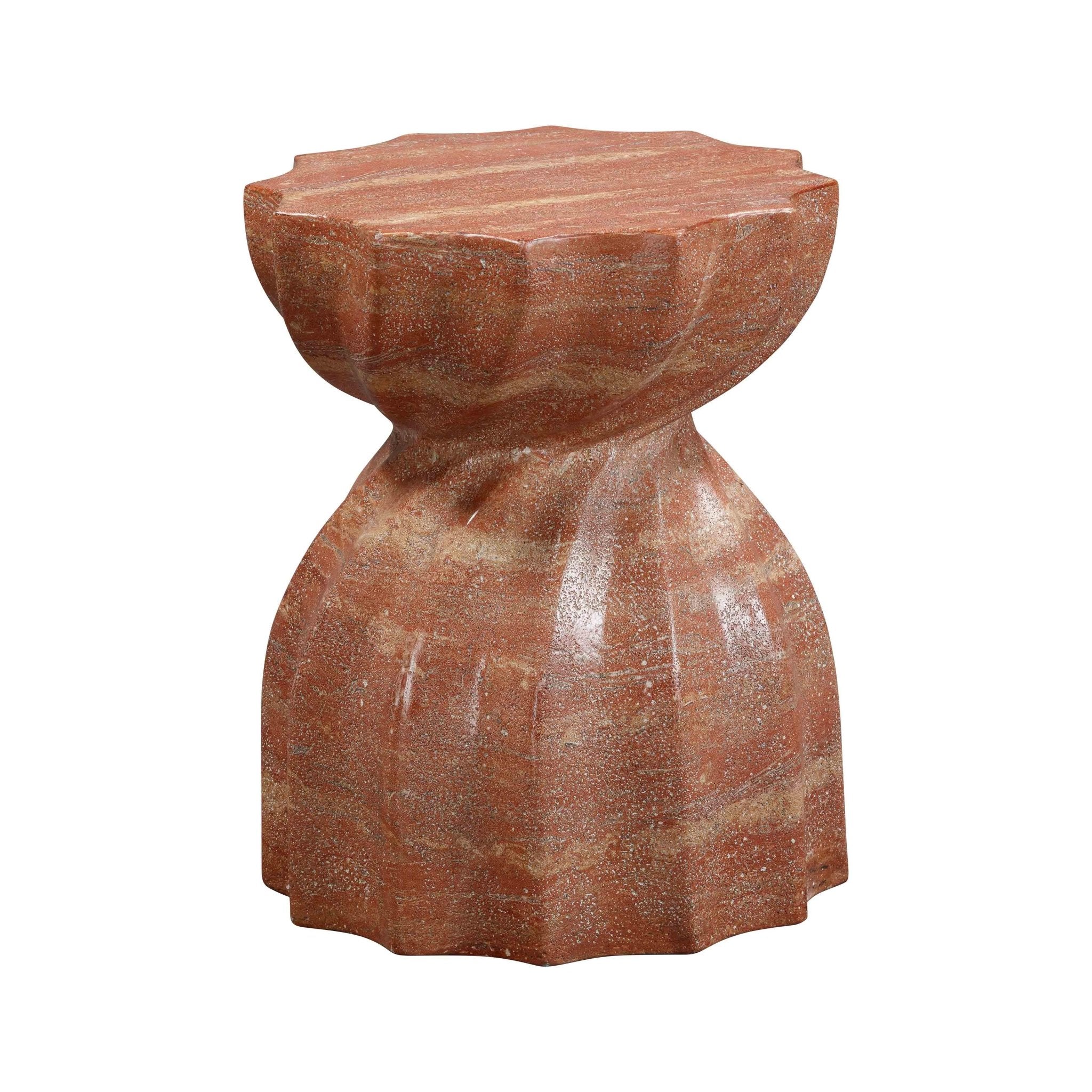 Turin Faux Red Sandstone Indoor / Outdoor Concrete Stool Consoles & Sideboards| TOV
