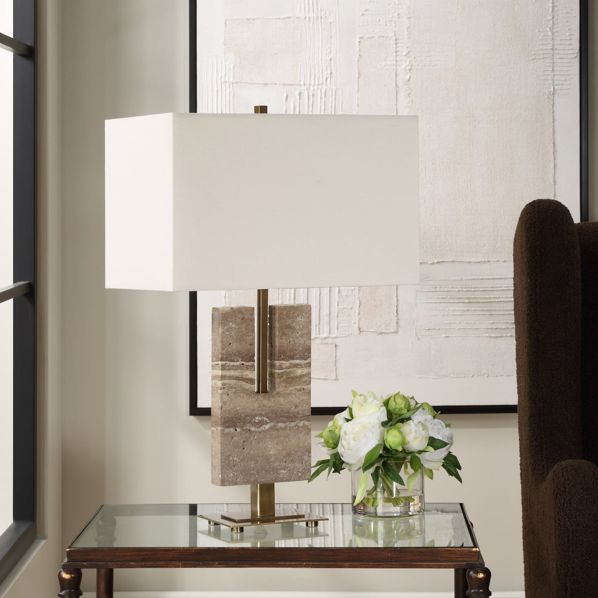 Turning Point Travertine Table Lamp Table Lamps| Uttermost