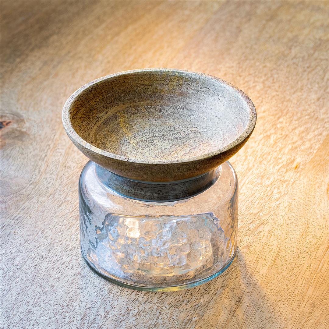 Twain Glass Jar with Wooden Bowl (Large) Box| Roots Furniture