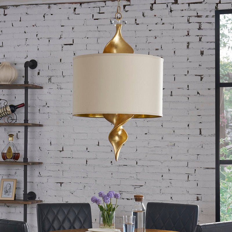 Twister Shade 31" H Gold Foil Finish Pendant Lamp chandeliers| Crestview