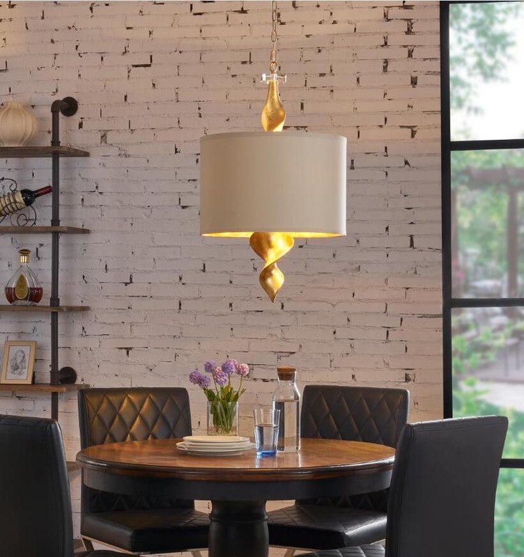 Twister Shade 31" H Gold Foil Finish Pendant Lamp chandeliers| Crestview